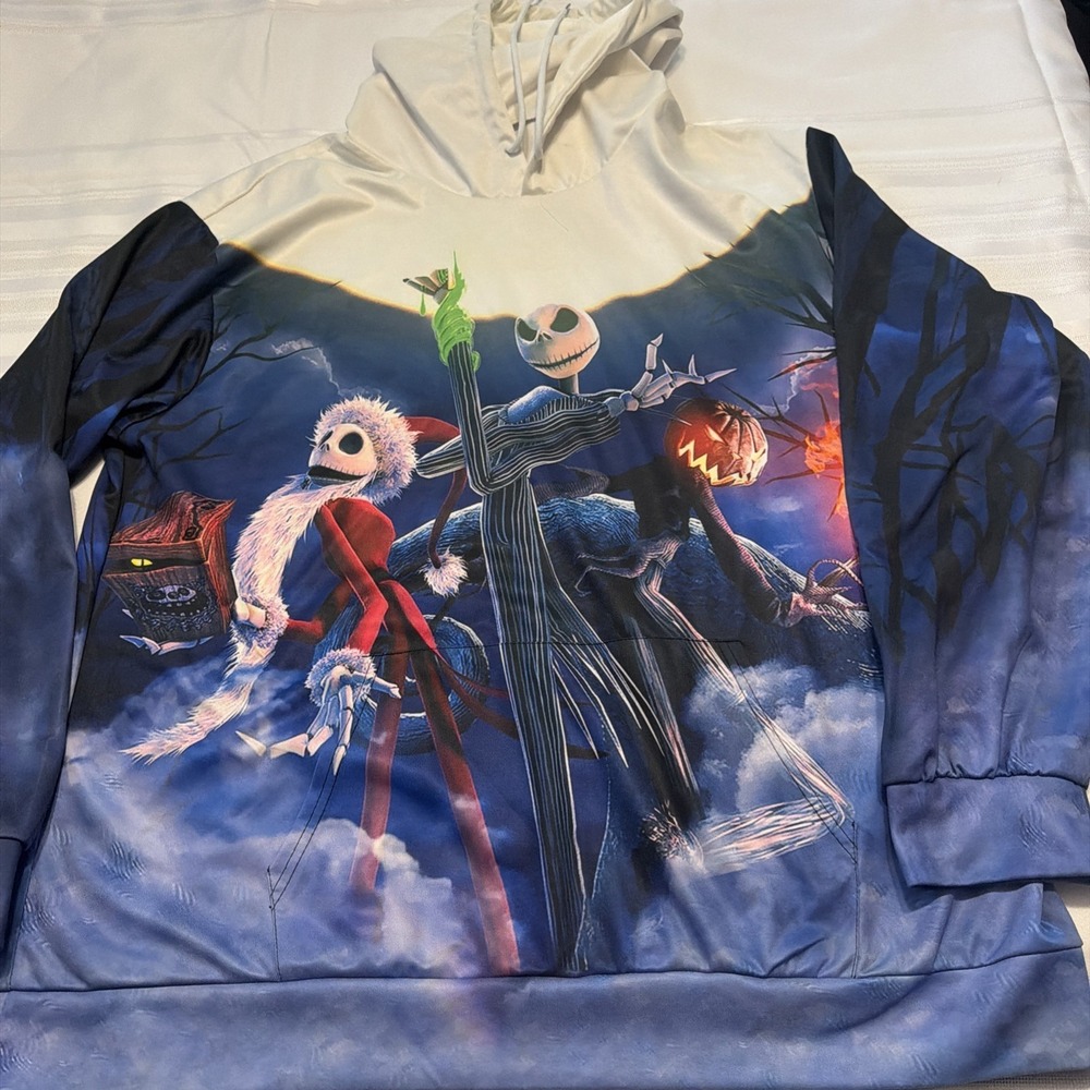Disney Nightmare Before Christmas Jack Skellington All Over Print Hoodie Mens XL